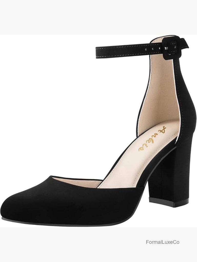 Closed Toe Chunky Block Heel Pumps 3 Inch Heel